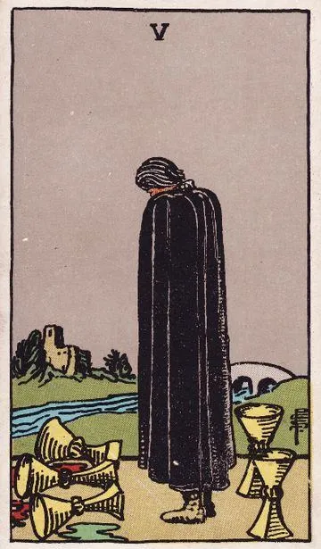 Five of Cups tarot card from the Rider-Waite-Smith deck