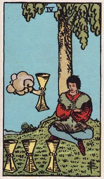 Four of Cups tarot card from the Rider-Waite-Smith deck