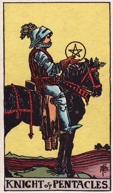Knight of Pentacles tarot card from the Rider-Waite-Smith deck