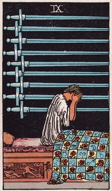 Nine of Swords tarot card from the Rider-Waite-Smith deck