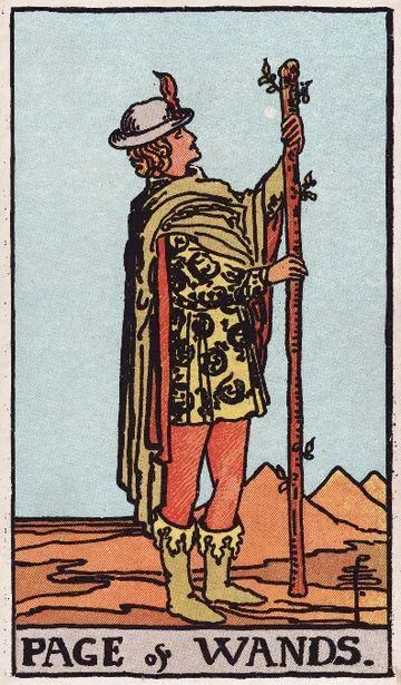 Page of Wands tarot card from the Rider-Waite-Smith deck