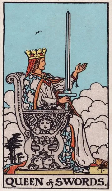 Queen of Swords tarot card from the Rider-Waite-Smith deck