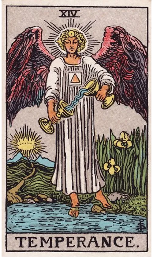 Temperance tarot card from the Rider-Waite-Smith deck