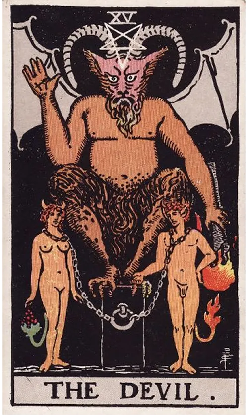 The Devil tarot card from the Rider-Waite-Smith deck