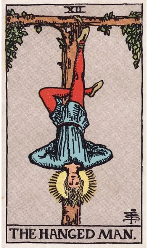 The Hanged Man tarot card from the Rider-Waite-Smith deck