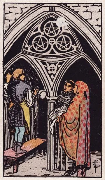 Three of Pentacles tarot card from the Rider-Waite-Smith deck