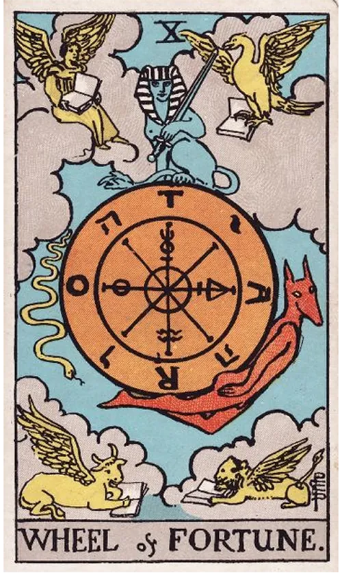 Wheel of Fortune tarot card from the Rider-Waite-Smith deck